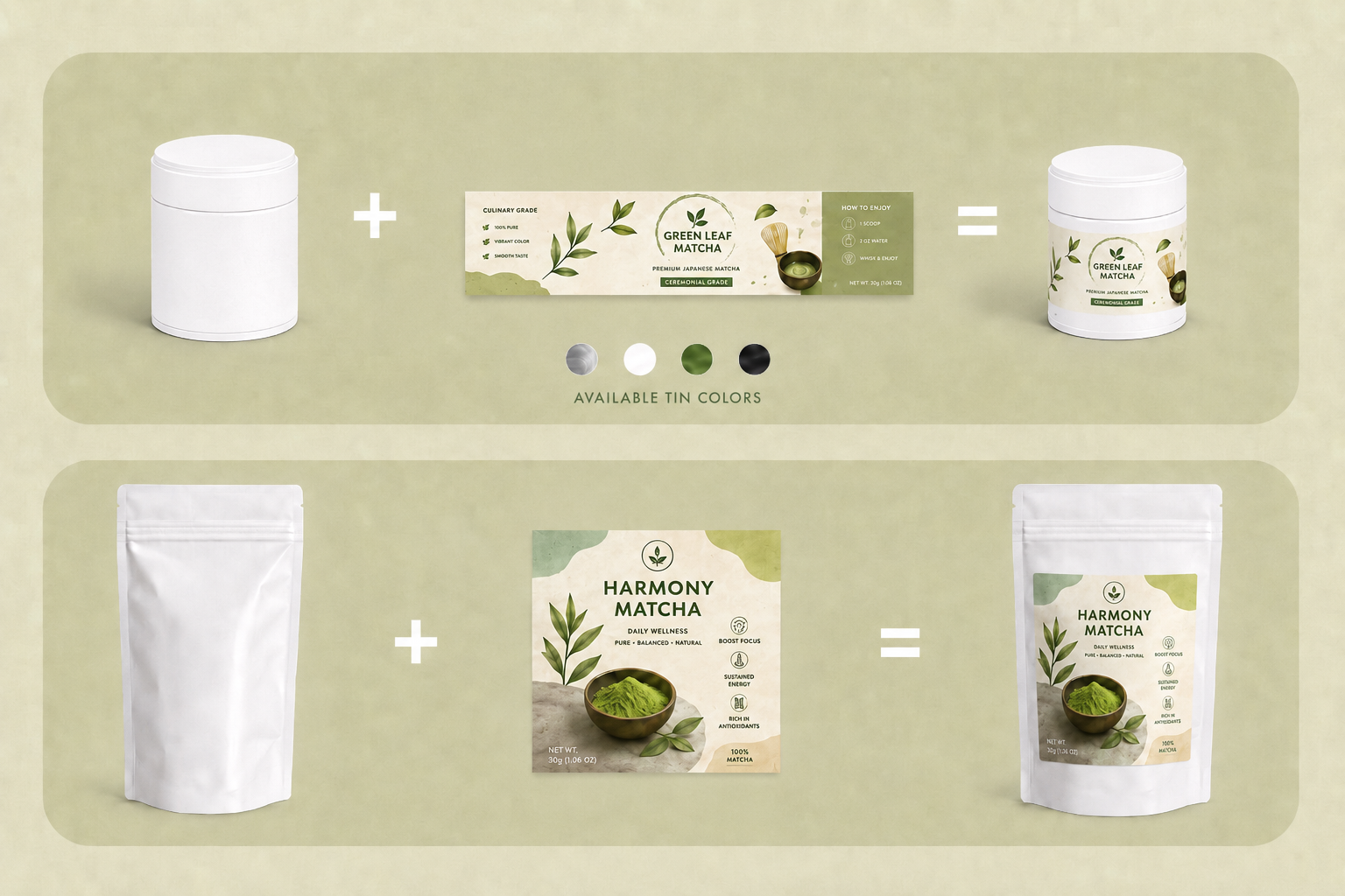 Sailtik private label matcha packaging